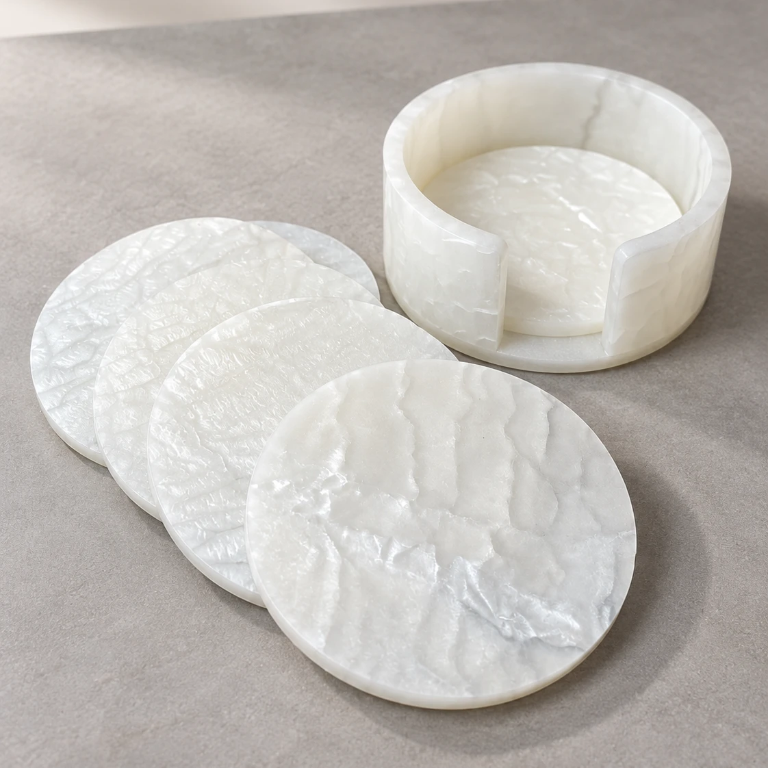 Acrylic Marble-Look Coasters with Stand - view 3